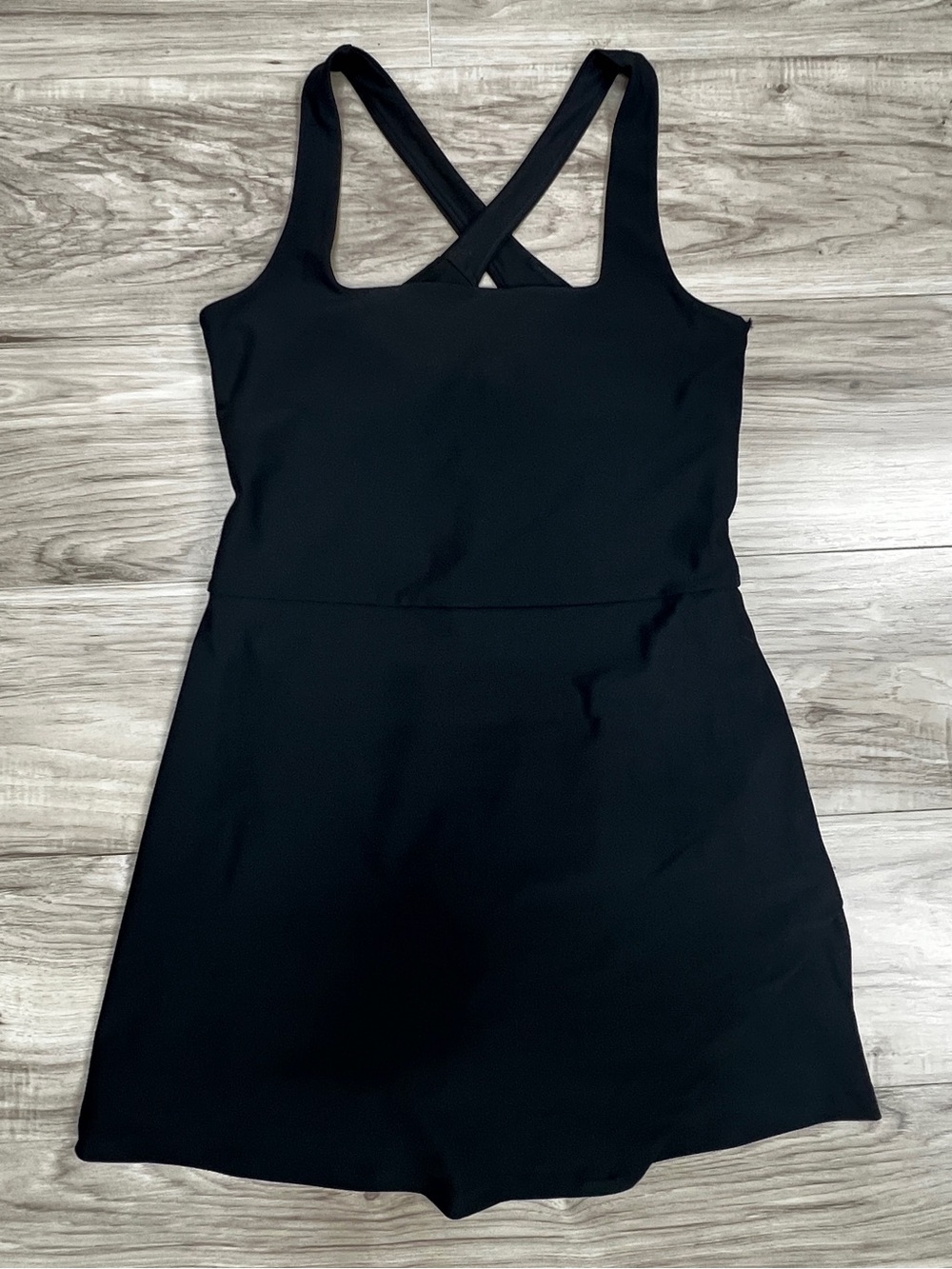 Abercrombie & Fitch YPB SculptLUX Cross Back Mini Active Dress Black Size L NWT
